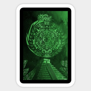 jade quetzalcoatl and the aztec calendar in teotihuacan ecopop mexican pattern Sticker